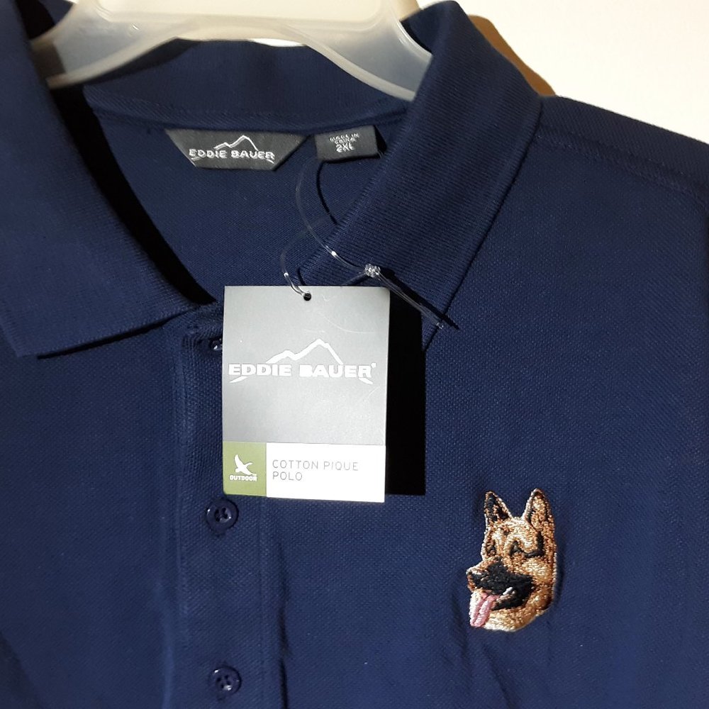 Eddie Bauer German Shepherd Cotton Pique Polo NEW